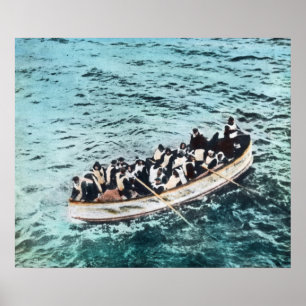 RMS Titanic Lifeboat Vintage Hand Coloured Poster