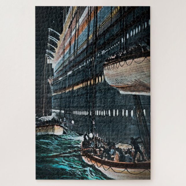 RMS Titanic Lifeboats Are Lowered Vintage Jigsaw Puzzle (Vertical)