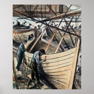 RMS Titanic Lifeboats Being Constructed Belfast Poster