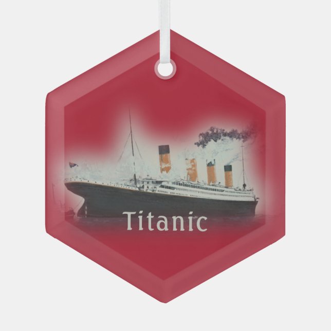 RMS Titanic Red Christmas  Glass Ornament (Front)