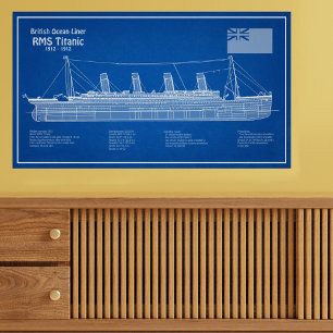 RMS Titanic Ship Blueprint Plans ABD Photo Print