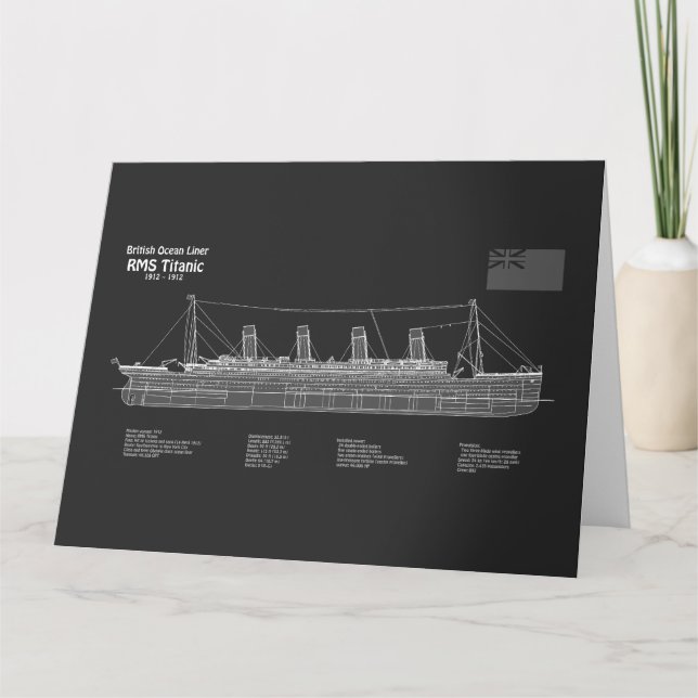 RMS Titanic Ship Blueprint Plans PBD Thank You Card (Front)