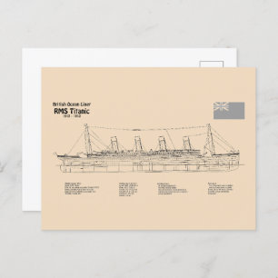 RMS Titanic Ship Blueprint Plans SD Postcard