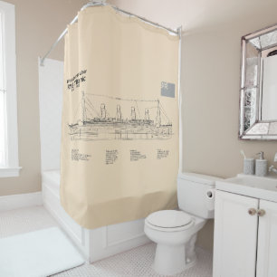 RMS Titanic Ship Blueprint Plans SD Shower Curtain
