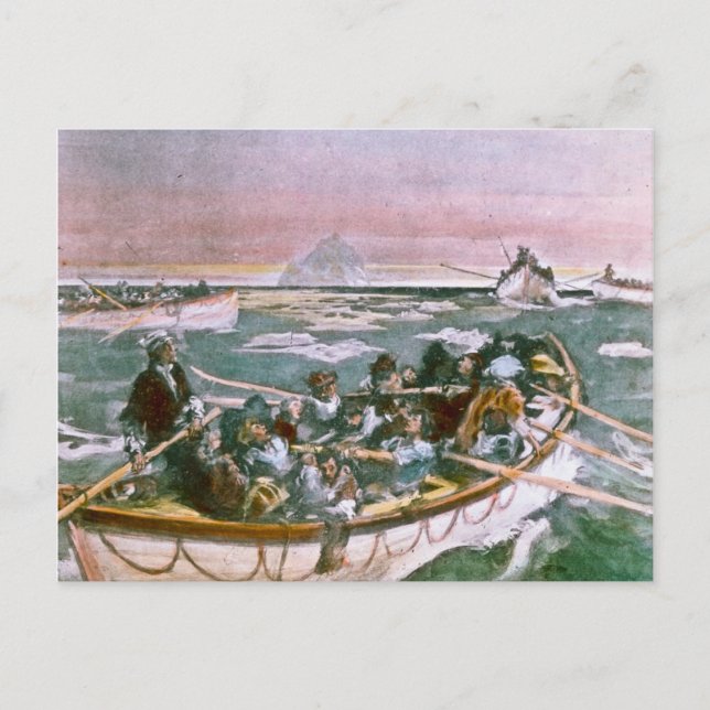 RMS Titanic Survivors in Lifeboats Next Morning Postcard (Front)