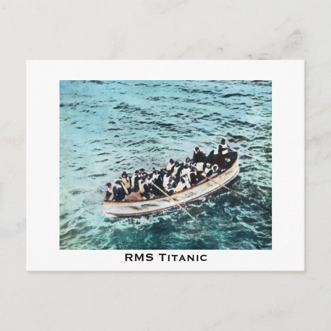 RMS Titanic Survivors in Lifeboats Vintage Postcard (Front)