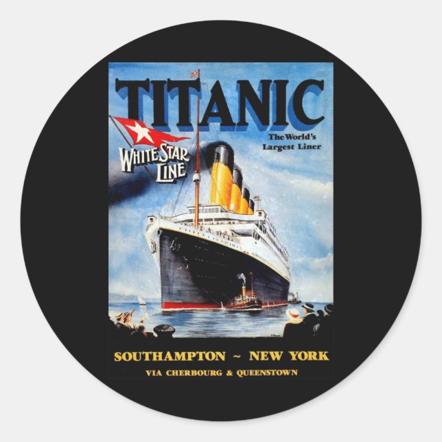 RMS Titanic Travel Ad Classic Round Sticker (Front)