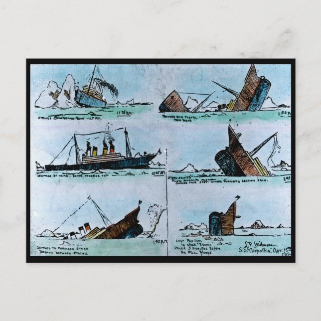RMS Titanic Vintage Illustration of Sinking Postcard (Front)