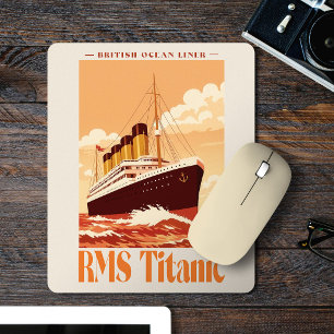 RMS Titanic Vintage Poster. Retro Ocean Liner Art Mouse Mat