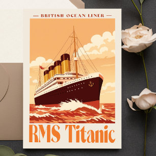 RMS Titanic Vintage Poster. Retro Ocean Liner Art Postcard