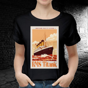 RMS Titanic Vintage Poster. Retro Ocean Liner Art T-Shirt