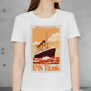 RMS Titanic Vintage Poster. Retro Ocean Liner Art T-Shirt