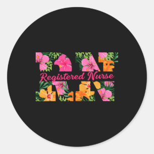 Rn Aloha Nurse Tropical Flowers Summer Hawaii Rn B Classic Round Sticker