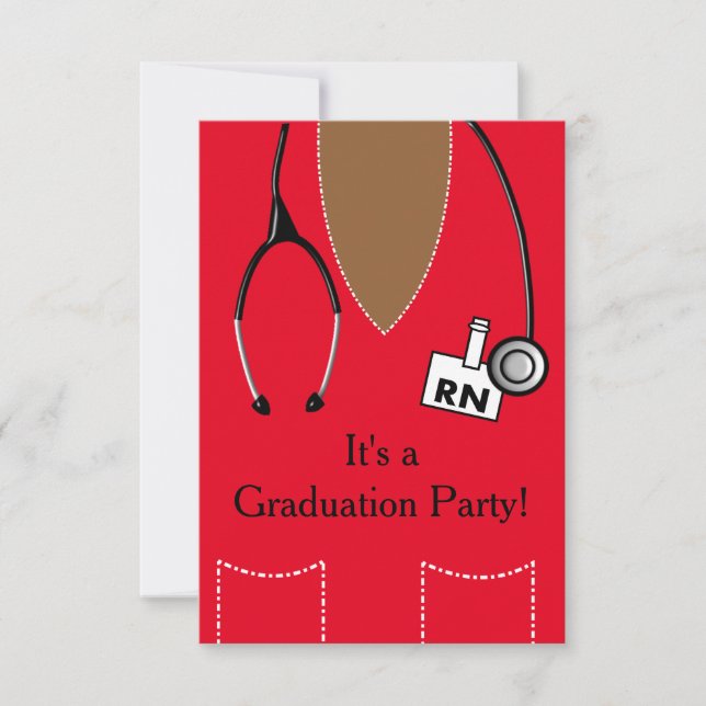RN Black Nurse Graduation Invitation Scrub #49 (Front)