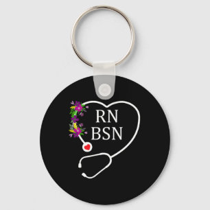 Rn Bsn Registered Nurse Nursing Floral Stethoscope Key Ring