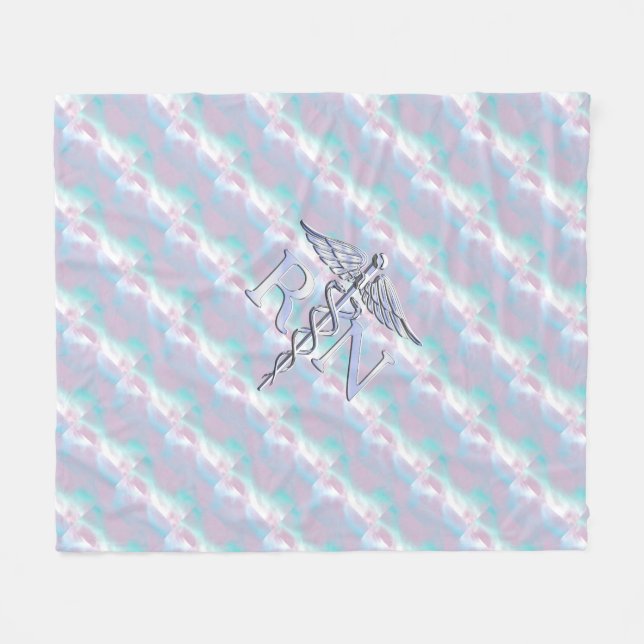 RN Caduceus Medical Mother Pearl Decor Fleece Blanket (Front (Horizontal))