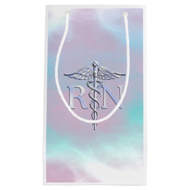 RN Caduceus Medical Mother Pearl Decor Small Gift Bag (Front)