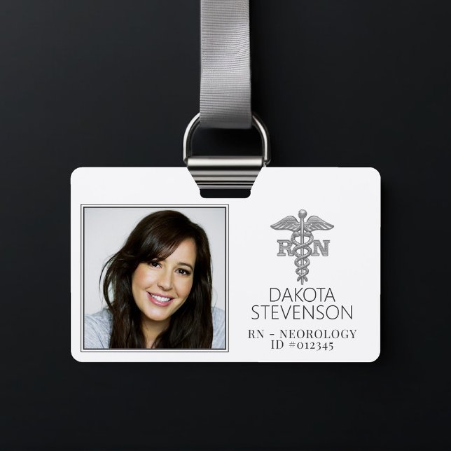 RN Caduceus | Silver Hospital Nurse Photo ID ID Badge (Creator Uploaded)
