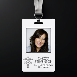 RN Caduceus   Silver Hospital RN Nurse Photo ID ID Badge