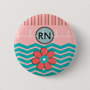 RN Chevron Pattern Pink and Blue 6 Cm Round Badge