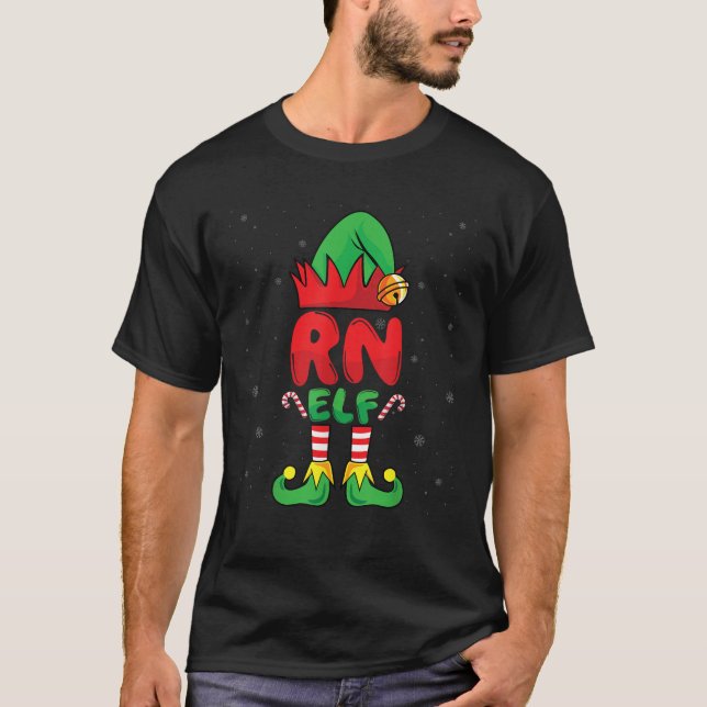 RN Elf Registered Nurse Christmas RN Nursing Xmas  T-Shirt (Front)