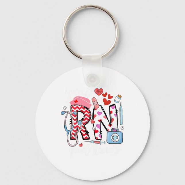 Rn Good Hands Cute Nurse Nursing Student Graduatio Key Ring (Front)