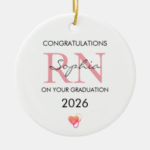 RN Graduation Personalised Name Class of 2026 Ceramic Tree Decoration