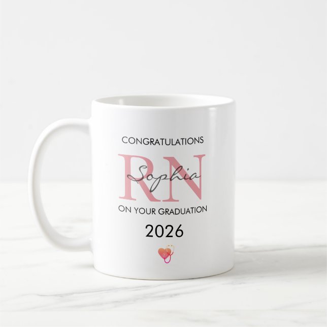 RN Graduation Personalised Name Class of 2026 Coffee Mug (Left)