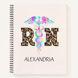 "RN" in Leopard Print- Colourful Medical Logo Notebook