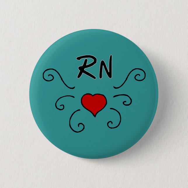 RN Love Tattoo 6 Cm Round Badge (Front)