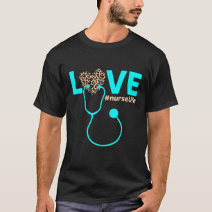 RN LPN CNA Healthcare Cheetah Heart Leopard Nurse T-Shirt