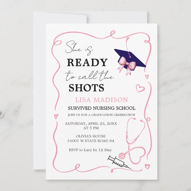 RN Modern Nursing She is Ready To Call The Shots  Invitation (Front)