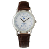 RN Monogram Blue|White Face Nurse Watch