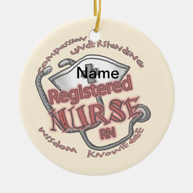 RN nurse axiom  Ceramic Tree Decoration (Front)