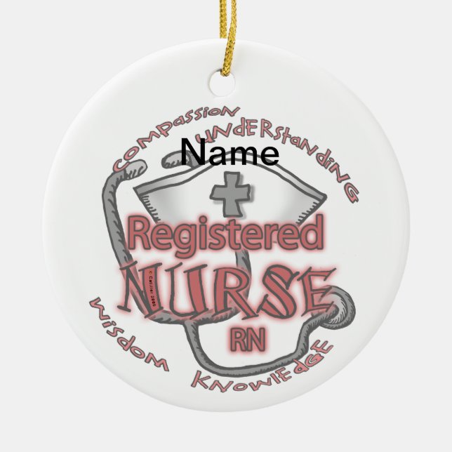 RN nurse axiom  Ceramic Tree Decoration (Front)