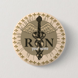 RN Nurse Caduceus button