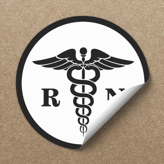 RN Nurse Caduceus Symbol Classic Medical Classic Round Sticker (Creator Uploaded)