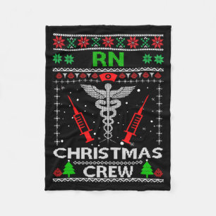 Rn Nurse Christmas Crew Rn Ugly   Fleece Blanket