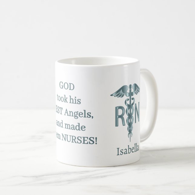 RN Nurse Gift - Personalise -Teal Coffee Mug (Front Right)