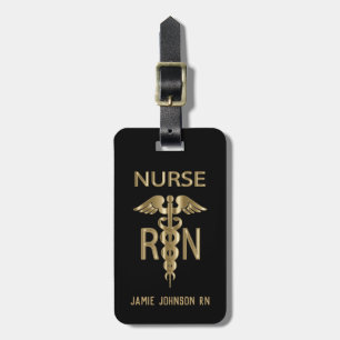 RN Nurse - Gold and Black Luggage Tag