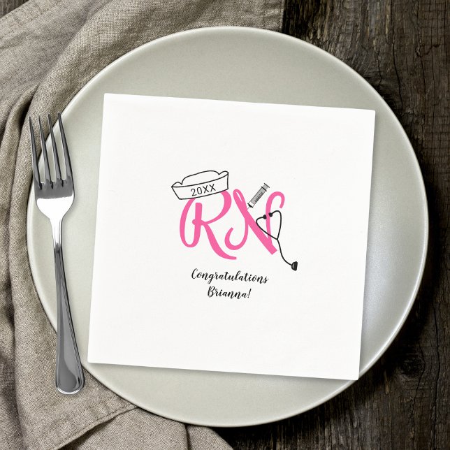 RN nurse graduation dinner party decor Napkin (Creator Uploaded)