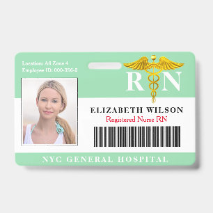 RN Nurse   Hospital Medical Employee Photo ID Badge