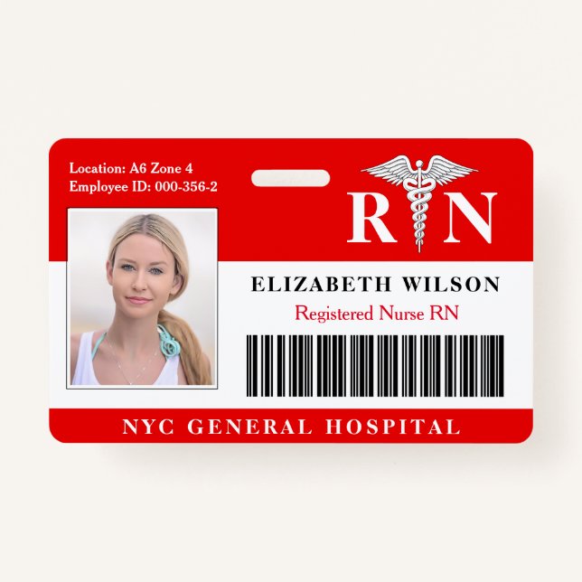 RN Nurse | Hospital Medical Employee Photo ID ID Badge (Front)