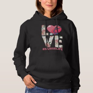 RN Nurse Life Flower Paramedic Stethoscope Heart Hoodie