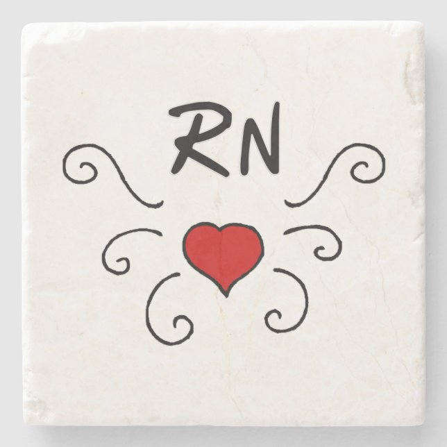 RN Nurse Love Tattoo Stone Coaster (Front)
