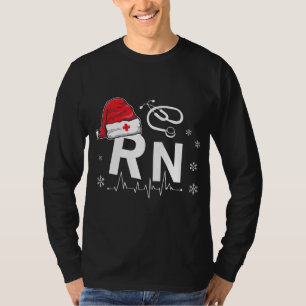 RN Nurse Nursing Santa Hat Christmas Xmas Pyjamas T-Shirt