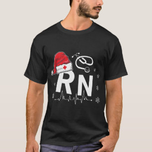 RN Nurse Nursing Santa Hat Christmas Xmas Pyjamas T-Shirt