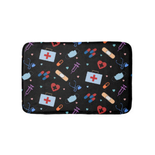 RN Nurse Nursing Student Doctor Medical Pattern Bath Mat