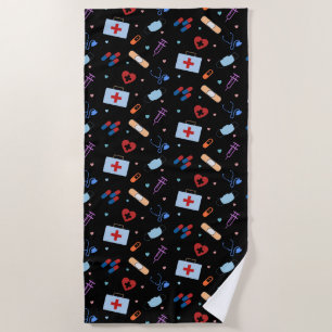 RN Nurse Nursing Student   Doctor Medical Pattern Beach Towel