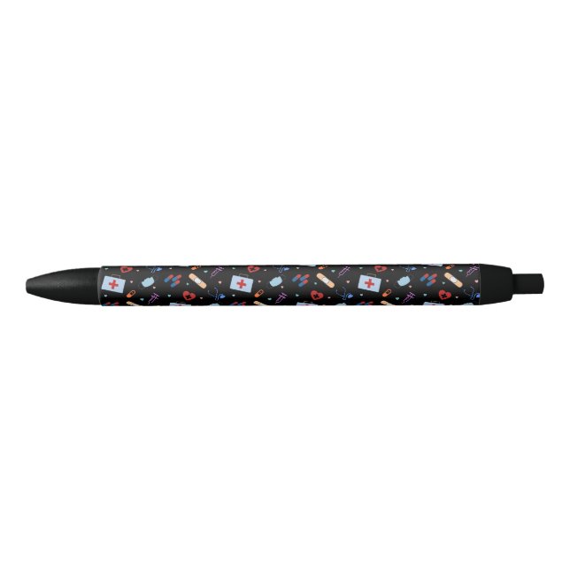 RN Nurse Nursing Student | Doctor Medical Pattern Black Ink Pen (Front)